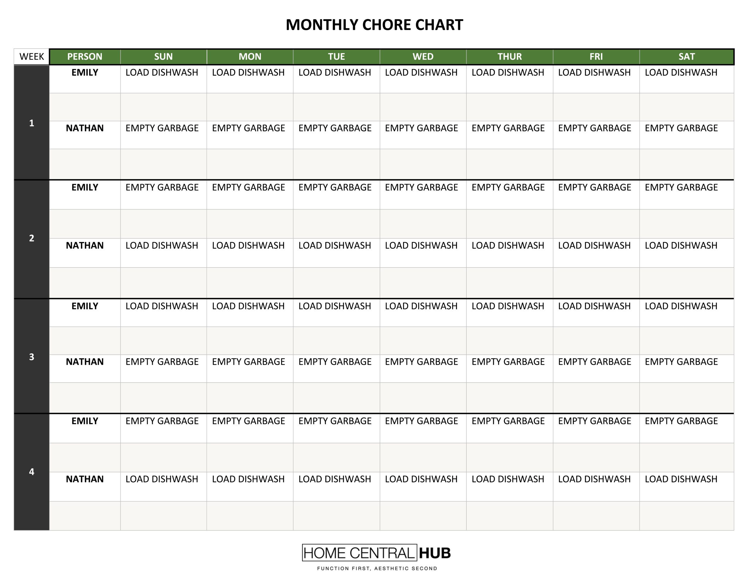 Monthly Chore Tracker